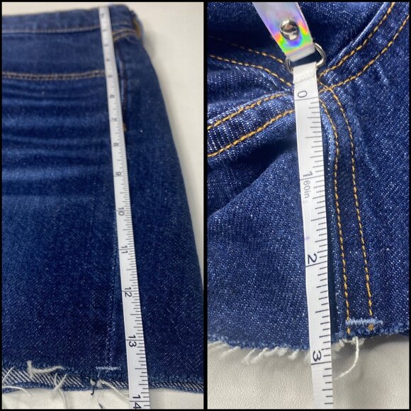 Rag & Bone Blue Denim Dre Low-Rise Frayed Hem Button Fly Shorts $165 Size 32 NEW - Picture 10 of 11